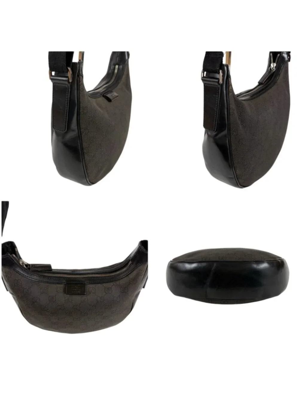 Gucci GG Canvas Shoulder Bag Cross Black